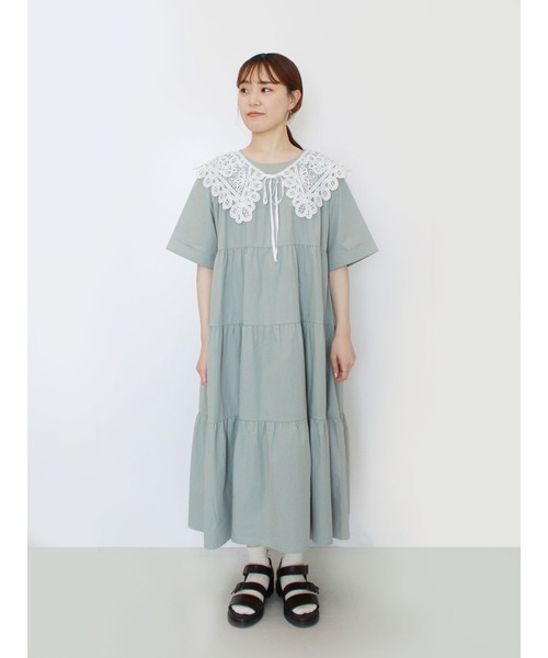 ehka sopo（エヘカソポ）の「付け衿ティアードワンピース（ワンピース・レディース・ミント/ブラック/オフホワイト・ﾌﾘ-）」の18枚目の写真