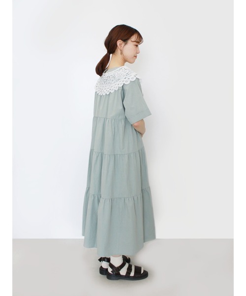 ehka sopo（エヘカソポ）の「付け衿ティアードワンピース（ワンピース・レディース・ミント/ブラック/オフホワイト・ﾌﾘ-）」の17枚目の写真