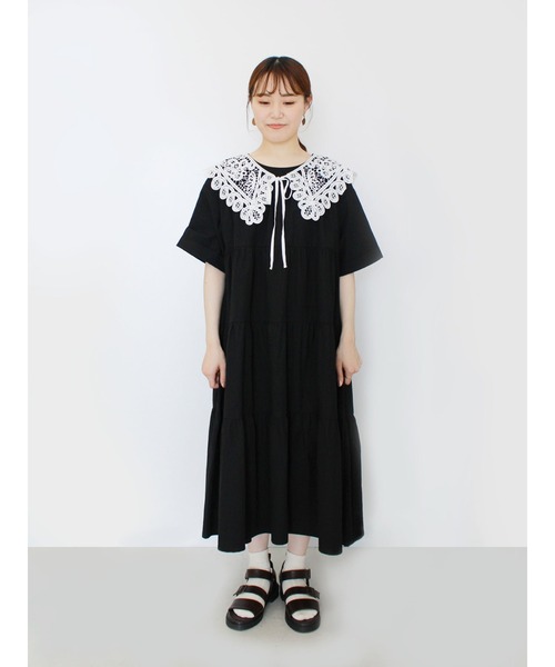 ehka sopo（エヘカソポ）の「付け衿ティアードワンピース（ワンピース・レディース・ミント/ブラック/オフホワイト・ﾌﾘ-）」の11枚目の写真