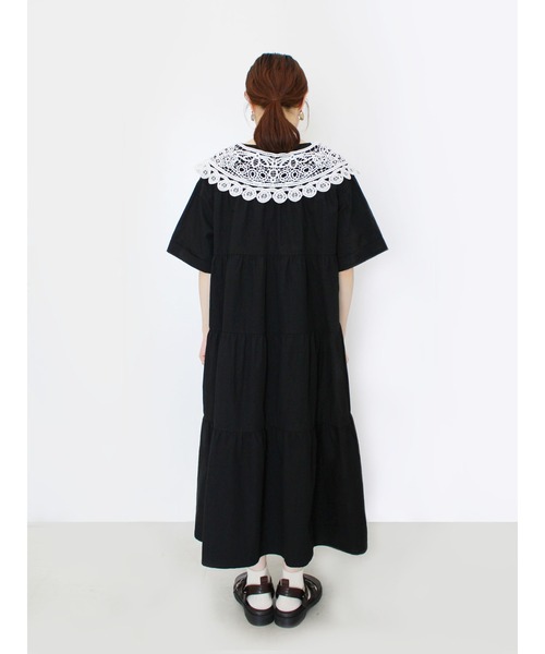 ehka sopo（エヘカソポ）の「付け衿ティアードワンピース（ワンピース・レディース・ミント/ブラック/オフホワイト・ﾌﾘ-）」の9枚目の写真