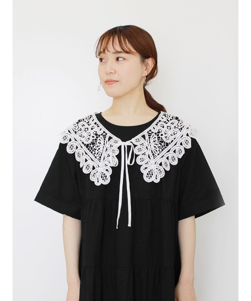 ehka sopo（エヘカソポ）の「付け衿ティアードワンピース（ワンピース・レディース・ミント/ブラック/オフホワイト・ﾌﾘ-）」の8枚目の写真