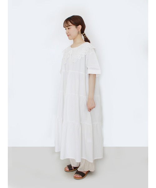 ehka sopo（エヘカソポ）の「付け衿ティアードワンピース（ワンピース・レディース・ミント/ブラック/オフホワイト・ﾌﾘ-）」の7枚目の写真