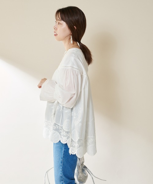 SHENERY（シーナリー）の「ヴィンテージライクレースチュニック（シャツ/ブラウス・レディース・ホワイト/ブラック・FREE）」の15枚目の写真