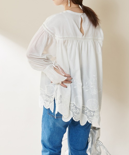 SHENERY（シーナリー）の「ヴィンテージライクレースチュニック（シャツ/ブラウス・レディース・ホワイト/ブラック・FREE）」の3枚目の写真