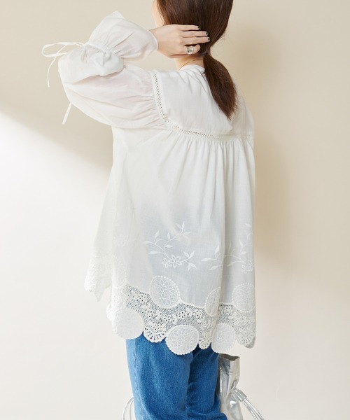 SHENERY（シーナリー）の「ヴィンテージライクレースチュニック（シャツ/ブラウス・レディース・ホワイト/ブラック・FREE）」の19枚目の写真