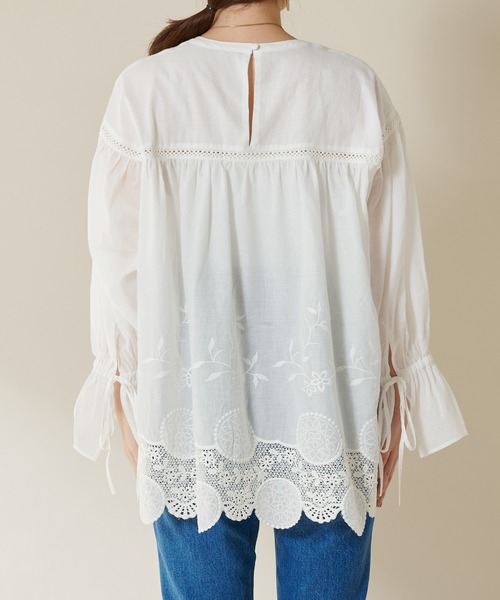 SHENERY（シーナリー）の「ヴィンテージライクレースチュニック（シャツ/ブラウス・レディース・ホワイト/ブラック・FREE）」の6枚目の写真