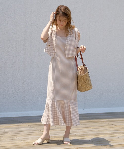 one after another NICE CLAUP(ワンアフターアナザーナイスクラップ)の「【WEB限定】マーメイドキャミワンピース(セットアップジャケットあり)(ワンピース・レディース・ベージュ系その他/ブルー系その他/オレンジ/ブラウン/ブラック・FREE)」の8枚目の写真