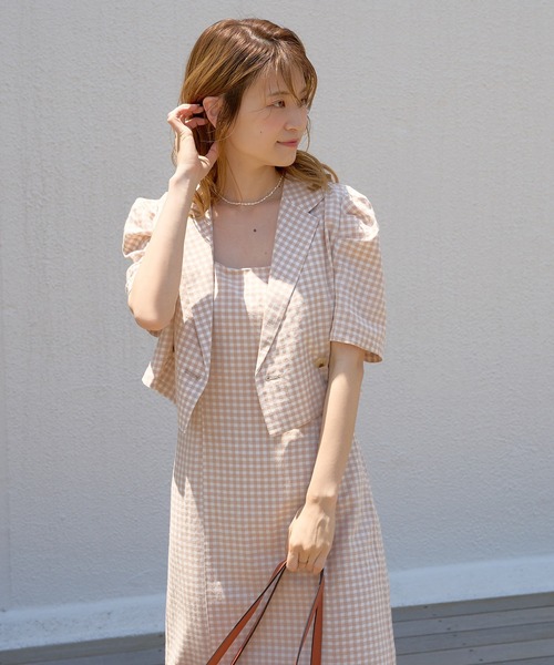 one after another NICE CLAUP(ワンアフターアナザーナイスクラップ)の「【WEB限定】マーメイドキャミワンピース(セットアップジャケットあり)(ワンピース・レディース・ベージュ系その他/ブルー系その他/オレンジ/ブラウン/ブラック・FREE)」の12枚目の写真