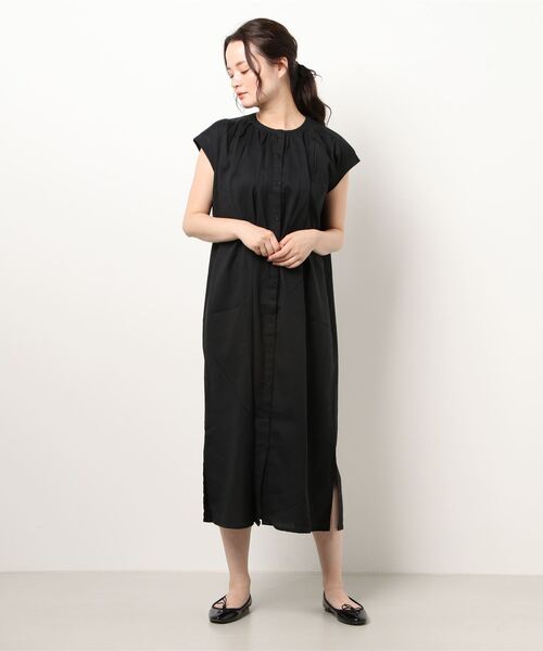 Lugnoncure（ルノンキュール）の「前開きギャザーワンピース（ワンピース・レディース・ブルー/ベージュ/ブラック・ﾌﾘ-）」の7枚目の写真