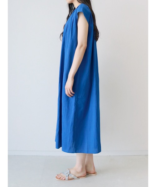 Lugnoncure（ルノンキュール）の「前開きギャザーワンピース（ワンピース・レディース・ブルー/ベージュ/ブラック・ﾌﾘ-）」の9枚目の写真