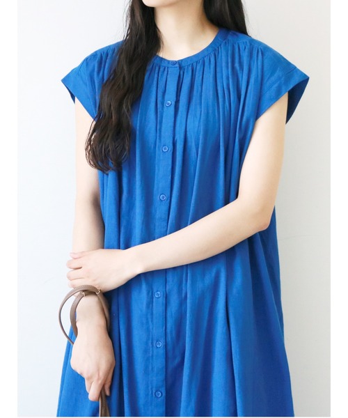 Lugnoncure（ルノンキュール）の「前開きギャザーワンピース（ワンピース・レディース・ブルー/ベージュ/ブラック・ﾌﾘ-）」の11枚目の写真