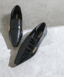 VIVIAN | 【2021年秋新作】スクエアトゥメタル飾りバブーシュ(ドレスシューズ)