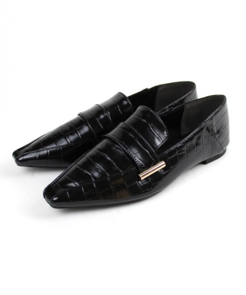 VIVIAN（ヴィヴィアン）の「スクエアトゥメタル飾りバブーシュ（ドレスシューズ・レディース・ブラック/ホワイト×カーキブラウン/D/E・LL/S/M/L）」の14枚目の写真