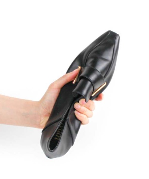 VIVIAN（ヴィヴィアン）の「スクエアトゥメタル飾りバブーシュ（ドレスシューズ・レディース・ブラック/ホワイト×カーキブラウン/D/E・LL/S/M/L）」の10枚目の写真