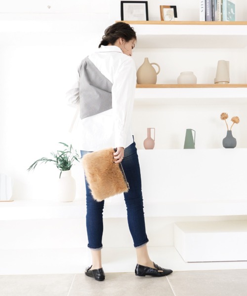 VIVIAN（ヴィヴィアン）の「スクエアトゥメタル飾りバブーシュ（ドレスシューズ・レディース・ブラック/ホワイト×カーキブラウン/D/E・LL/S/M/L）」の12枚目の写真