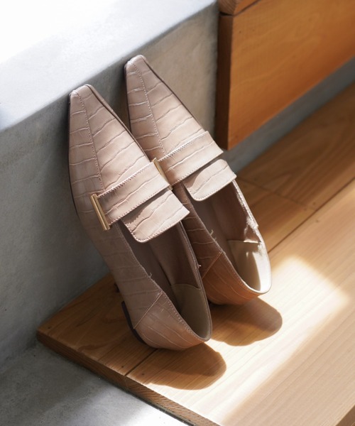 VIVIAN（ヴィヴィアン）の「スクエアトゥメタル飾りバブーシュ（ドレスシューズ・レディース・ブラック/ホワイト×カーキブラウン/D/E・LL/S/M/L）」の18枚目の写真