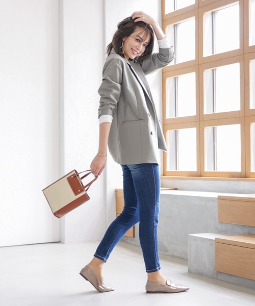 VIVIAN（ヴィヴィアン）の「スクエアトゥメタル飾りバブーシュ（ドレスシューズ・レディース・ブラック/ホワイト×カーキブラウン/D/E・LL/S/M/L）」の8枚目の写真