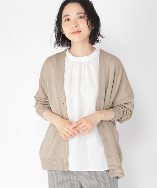 studio CLIP(スタディオクリップ)の「12ゲージ麻タッチカーディガン(カーディガン/ボレロ・レディース・ブラック/ベージュ・FREE)」の1枚目の写真