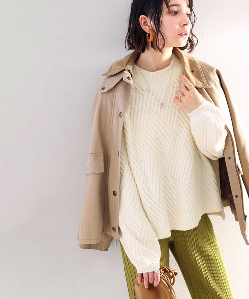 classicalelf(クラシカルエルフ)の「ざっくりが可愛い。ダイヤ柄ショート丈ニット(ニット/セーター・レディース・ブラック/アイボリー/ライトベージュ・MEDIUM/LARGE/X-LARGE/SMALL)」の13枚目の写真