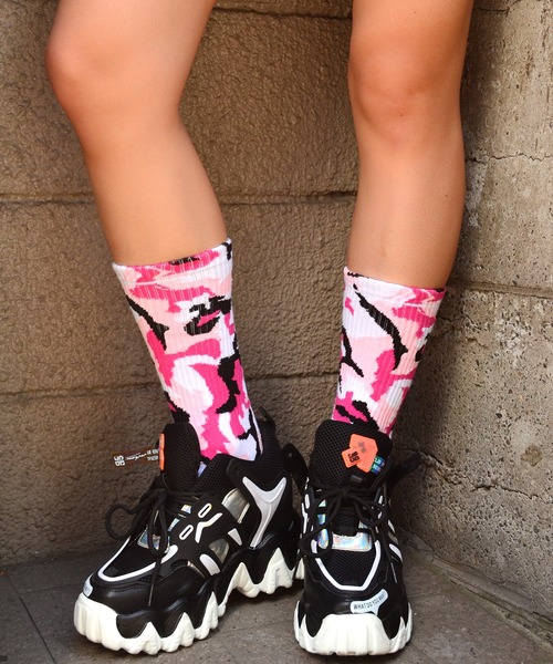 babyShoop(ベイビーシュープ)の「カモフラ柄ソックス(ソックス/靴下・レディース・グレー/カーキ/パープル/オレンジ/ピンク・FREE)」の9枚目の写真