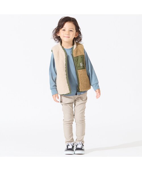 BREEZE（ブリーズ）の「リバーシブルボアベスト（ベスト・キッズ・ブラック/ネイビー/カーキ・90/100/110/120/130/140/150）」の4枚目の写真