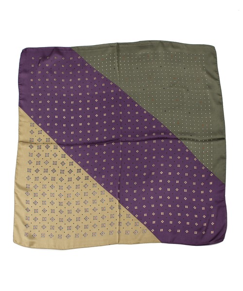 NANO universe（ナノユニバース）の「切り替えプリントスカーフ（バンダナ/スカーフ・レディース・パープル/キャメル・FREE）」の6枚目の写真