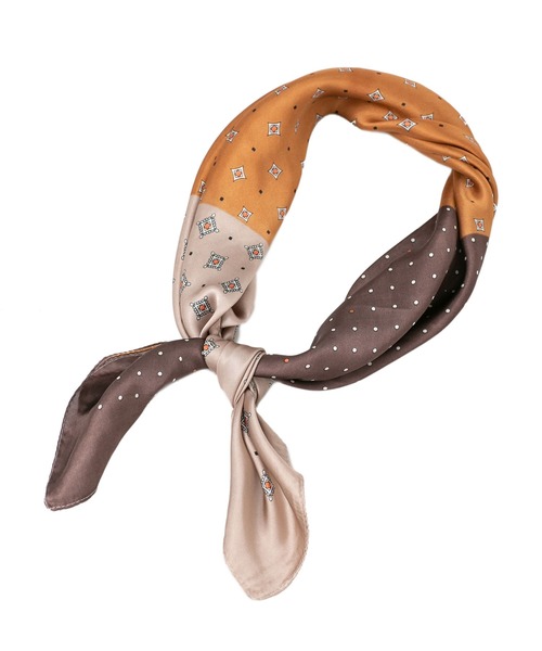 NANO universe（ナノユニバース）の「切り替えプリントスカーフ（バンダナ/スカーフ・レディース・パープル/キャメル・FREE）」の5枚目の写真