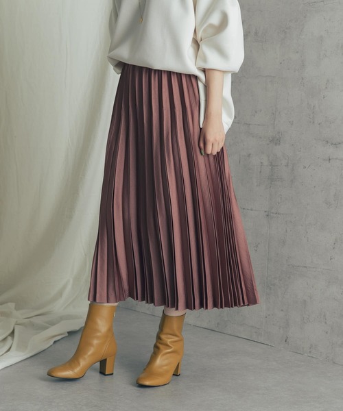 URBAN RESEARCH ROSSO（アーバンリサーチロッソ）の「サテンプリーツスカート（スカート・レディース・ネイビー/カーキ/ピンク・38/36）」の10枚目の写真