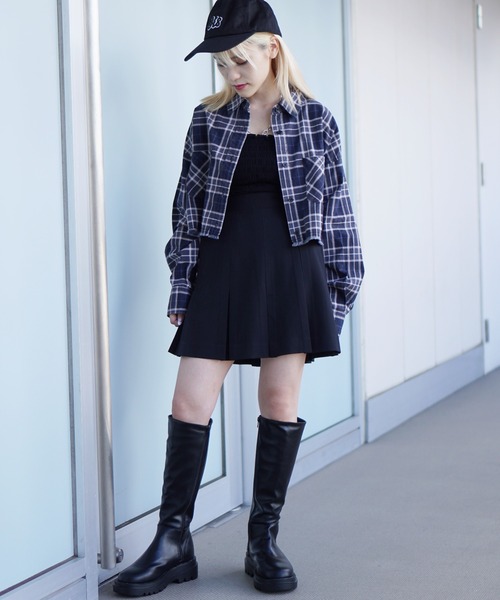 DuKKah（デュカ）の「Dukkah/【低身長向け】ボックスプリーツミニスカパン（スカート・レディース・ブラウン系その他/ブラック/ブラック系その他・XS）」の4枚目の写真