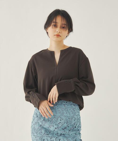 EMMEL REFINES(エメルリファインズ)の「<EMMEL REFINES(エメル リファインズ)>EM 付けエリ 2WAY ステッチブラウス -ウォッシャブル-(シャツ/ブラウス・レディース・ダークブラウン/オフホワイト/ベージュ・FREE)」の20枚目の写真