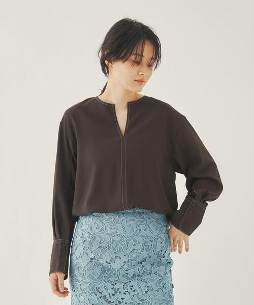 EMMEL REFINES(エメルリファインズ)の「<EMMEL REFINES(エメル リファインズ)>EM 付けエリ 2WAY ステッチブラウス -ウォッシャブル-(シャツ/ブラウス・レディース・ダークブラウン/オフホワイト/ベージュ・FREE)」の19枚目の写真