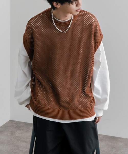 epnok（エプノック）の「透かし編みニットベスト（ベスト）」 - WEAR