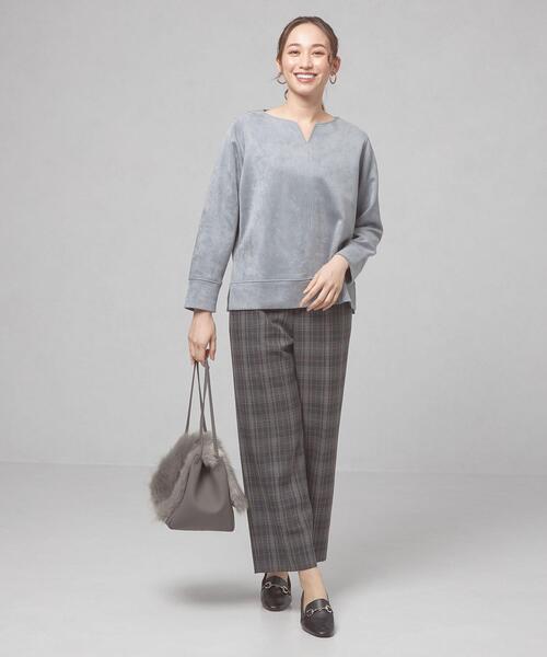 closet story（クローゼットストーリー）の「＜closet story（クローゼットストーリー）＞チェック ワイドパンツ -ウォッシャブル-（その他パンツ・レディース・ブラウン/ダークグレー・FREE）」の9枚目の写真