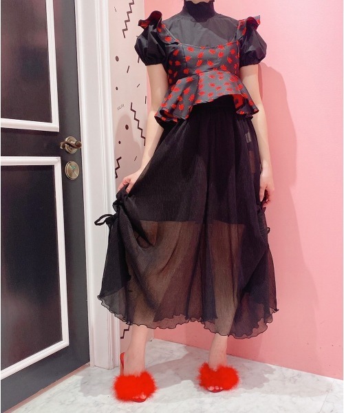 lilLilly（リルリリー）の「チューリップジャガードトップス（その他トップス・レディース・レッド/ピンク・FREE）」の9枚目の写真