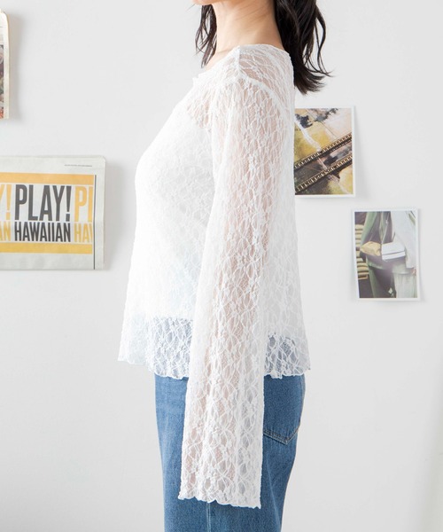 WEGO（ウィゴー）の「WEGO/【2点セット】キャミSETレースロンT（Tシャツ/カットソー・レディース・ホワイト/ブラック・FREE）」の15枚目の写真