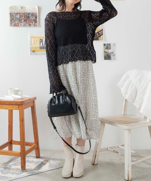 WEGO（ウィゴー）の「WEGO/【2点セット】キャミSETレースロンT（Tシャツ/カットソー・レディース・ホワイト/ブラック・FREE）」の19枚目の写真