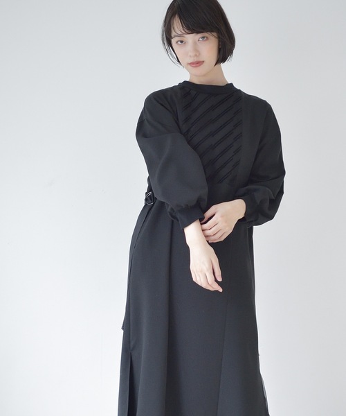 La SRIC（ラスリック）の「La SRIC / フロッキーヨークOP（ワンピース・レディース・ブラック/ピンク・38）」の4枚目の写真