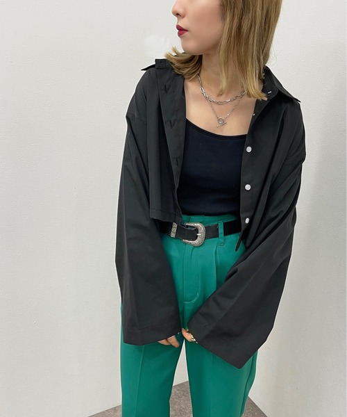apres jour mignon(アプレジュールミニョン)の「2WAYスリーブショートシャツ【ZOZOTOWN限定アイテム】(シャツ/ブラウス・レディース・ブラック/オフホワイト/ライトブルー・X-LARGE/フリー)」の11枚目の写真