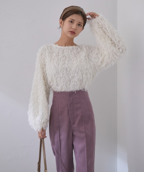 vis-`a-vis(ビサビ)の「【WEB限定】フワモコ!プルオーバー(Tシャツ/カットソー・レディース・キナリ/ダークブラウン/ピンク・FREE)」の4枚目の写真