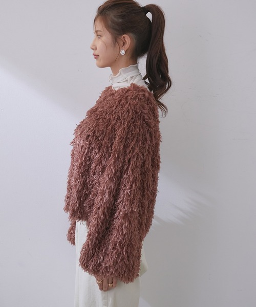 vis-`a-vis(ビサビ)の「【WEB限定】フワモコ!プルオーバー(Tシャツ/カットソー・レディース・キナリ/ダークブラウン/ピンク・FREE)」の14枚目の写真