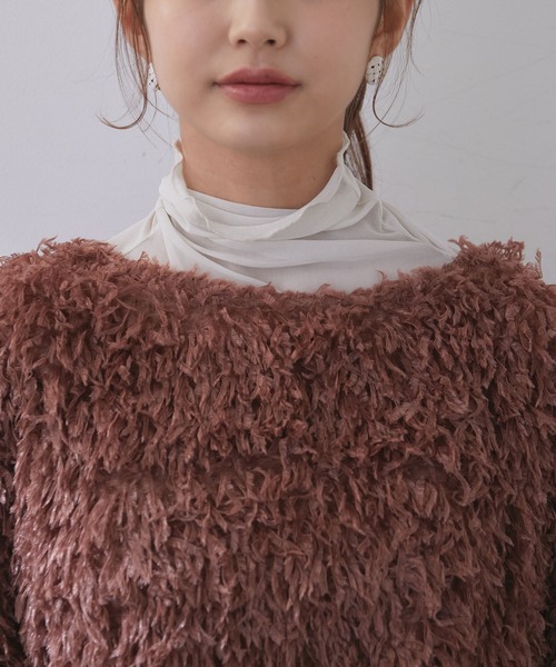 vis-`a-vis(ビサビ)の「【WEB限定】フワモコ!プルオーバー(Tシャツ/カットソー・レディース・キナリ/ダークブラウン/ピンク・FREE)」の16枚目の写真