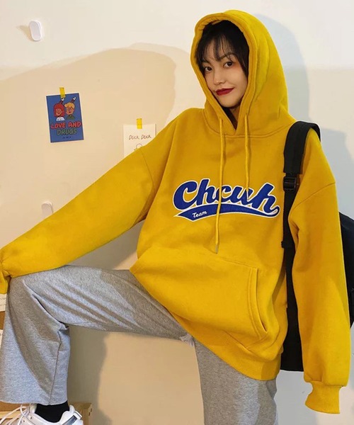 lala Born（ララボーン）の「フロントロゴオーバーサイズパーカー（パーカー・レディース・グレー/グリーン/イエロー・FREE）」の6枚目の写真