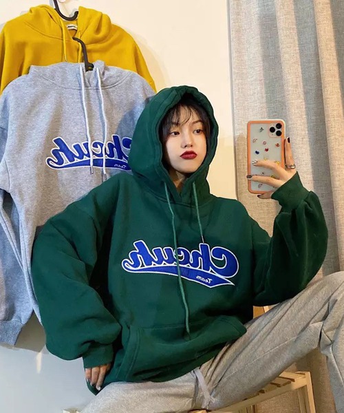 lala Born（ララボーン）の「フロントロゴオーバーサイズパーカー（パーカー・レディース・グレー/グリーン/イエロー・FREE）」の10枚目の写真