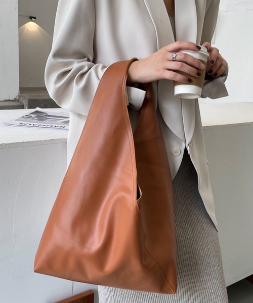 shopnikoniko（ショップニコニコ）の「トライアングル バッグ シルバー A4 無地 トートバッグ（トートバッグ・レディース・ブラック/ホワイト/ブラウン/シルバー・フリー）」の22枚目の写真