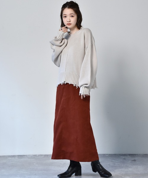 RETRO GIRL（レトロガール）の「ダメージアウトリンキングニット（ニット/セーター・レディース・ライトグレー/ブラック/ブルー/グリーン・FREE）」の9枚目の写真