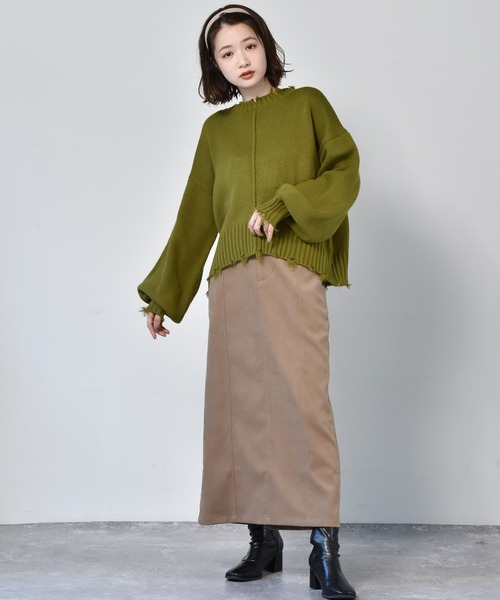 RETRO GIRL（レトロガール）の「ダメージアウトリンキングニット（ニット/セーター・レディース・ライトグレー/ブラック/ブルー/グリーン・FREE）」の15枚目の写真