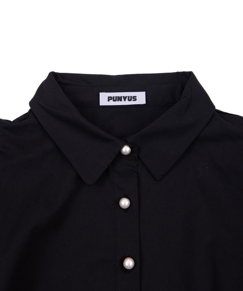 パールボタンシャツワンピース　プニュズ　サックス　長袖　サイズ2　PUNYUS PUNYUS（プニュズ）の「パールボタンシャツワンピース（シャツ