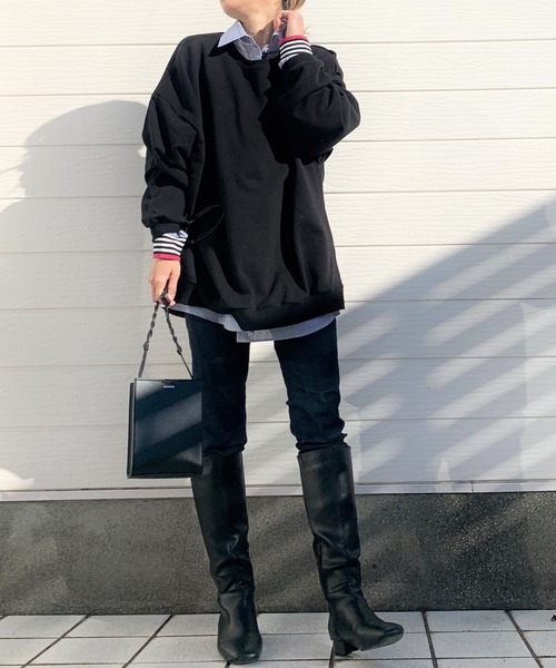 Q（キュー）の「ワッペン付きスウェット（スウェット・レディース・ライトグレー/ブラック/ベージュ・MEDIUM）」の11枚目の写真