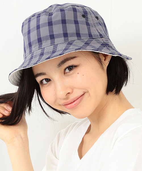 BEAMS BOY（ビームスボーイ）の「ΠBEAMS BOY / チェック リバーシブル ハット（ハット・レディース・グレー/ブルー・ONE SIZE）」の2枚目の写真
