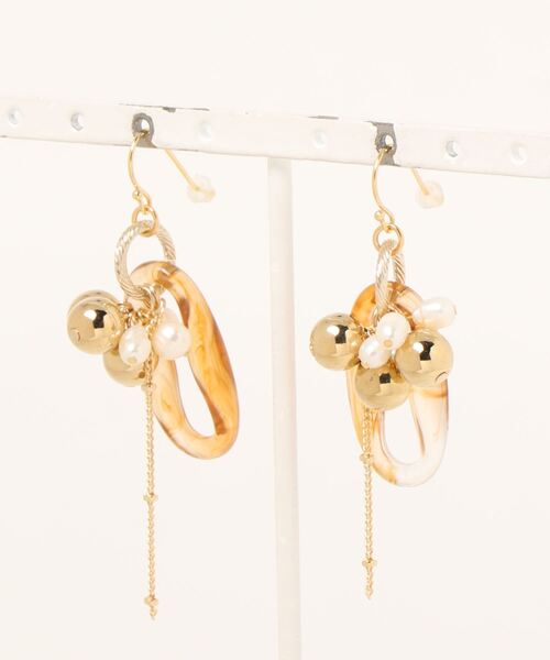 tone(トーン)の「【tschuss(チュース)】淡水パール&ビーズのドイツ製アクリルピアス(ピアス(両耳用)・メンズ・その他/クリア・FREE)」の1枚目の写真